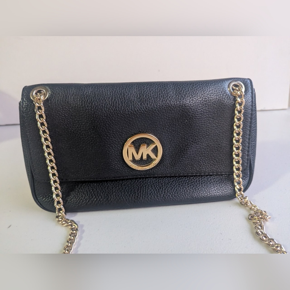 Michael Kors Black Leather Chain Shoulder Bag